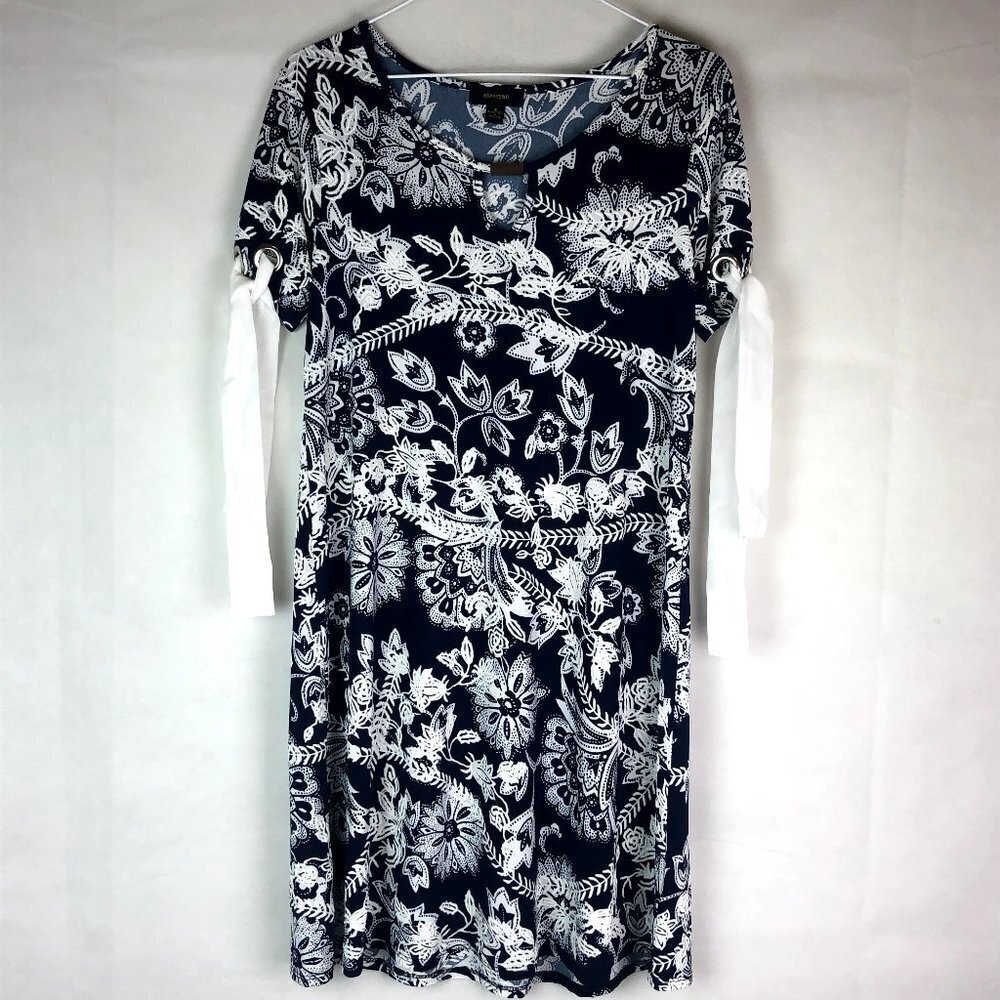 ESPRESSO Navy Floral Midi Dress S